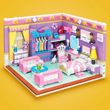 Bloques minicity casa dormitorio 591 piezas 15cm serie miniso -  Miniso