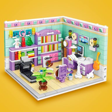 Bloques minicity casa estudio 591 piezas 15cm serie miniso -  Miniso