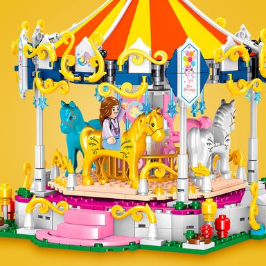 Bloques minicity parque de atracciones merry go round 792 piezas 15cm serie miniso -  Miniso