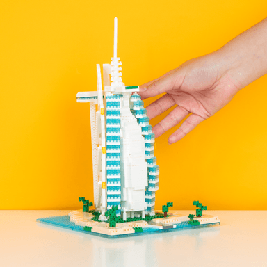 Bloques minicity burj al arab 1095 piezas 16cm x 16cm x 25cm serie miniso -  Miniso