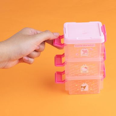 Organizador de plástico de personajes de sanrio caja de almacenamiento de tres capas rosa -  Sanrio