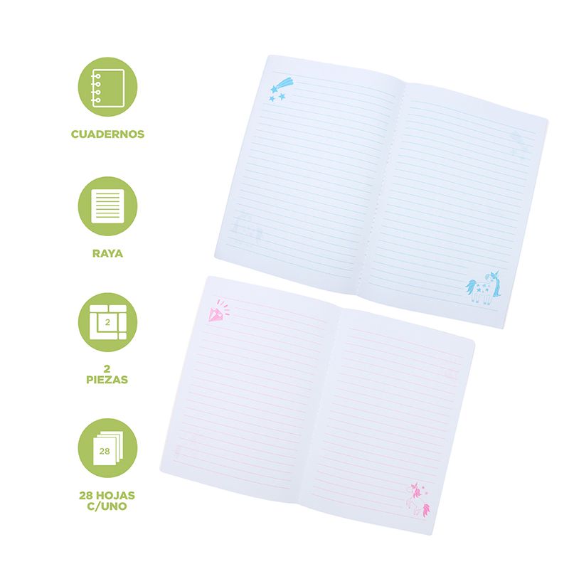 Libretas-y-cuadernos-a5-y-b5-set-2x28-hojas-21cm-x-14-8cm-serie-unicornio-Unicornio-3-16861
