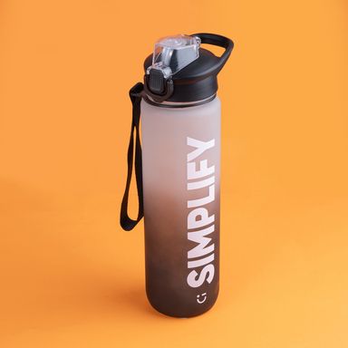 Tomatodo de plástico serie gradient con tapa abatible 1000 ml blanco y negro - Miniso