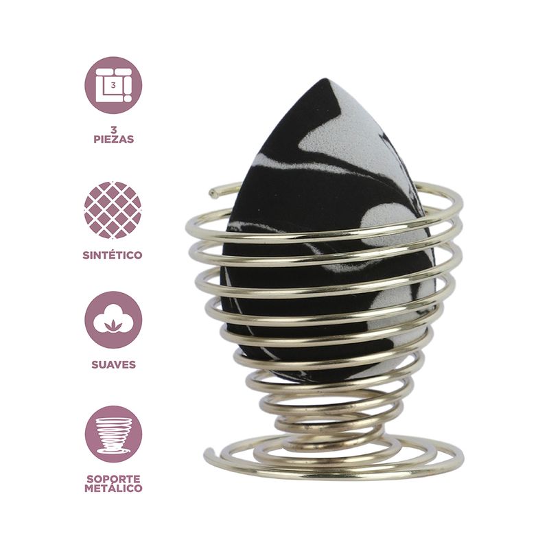 Set-de-esponjas-de-maquillaje-marmoleado-con-soporte-met-lico-black-white-series-Miniso-4-18401