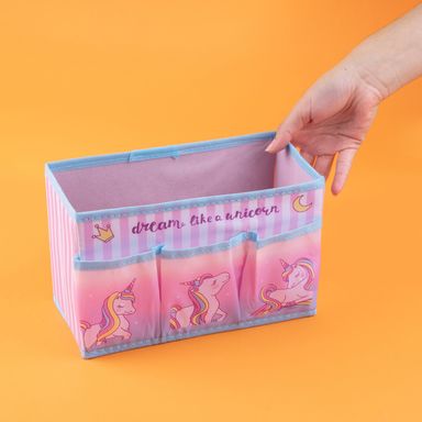 Organizador de tela de la serie unicornio con 3 bolsillos laterales 24x12x15cm -  Unicornio