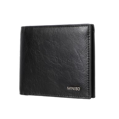 Cartera para hombre miniso con logo de metal negro  -  Miniso