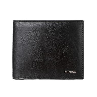 Cartera para hombre miniso con logo de metal negro  -  Miniso