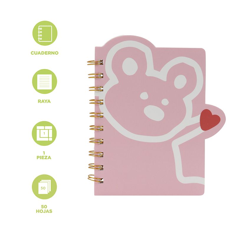 Libretas-y-cuadernos-encuadernaci-n-de-alambre-oso-lindo-50-hojas-10-5cm-serie-pink-romance-Miniso-3-18456