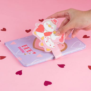 Libreta romance rosa a5 pu tapa dura 50 hojas, pingüino morado 14.8cmx21cm serie mini family -  Mini Family Series