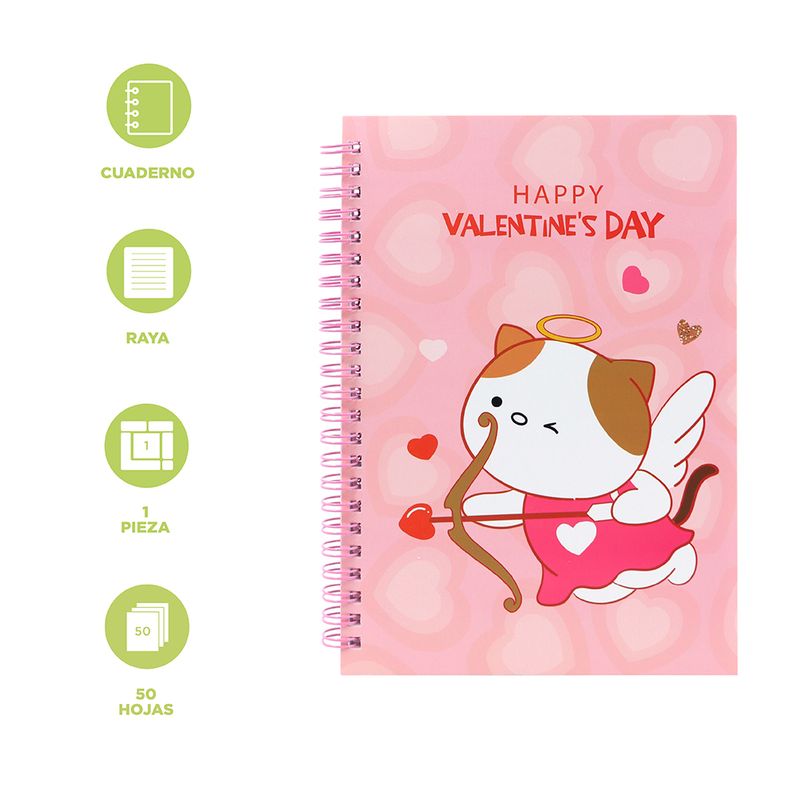 Libretas-y-cuadernos-pink-romance-con-alambre-a5-50-hojas-rosa-gato-14-8cm-serie-mini-family-Mini-Family-Series-3-18463