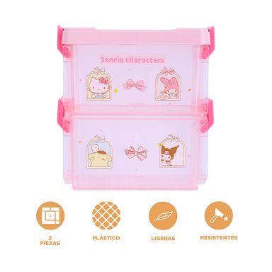 Organizador de plástico de personajes de sanrio de doble capa rosa -  Sanrio