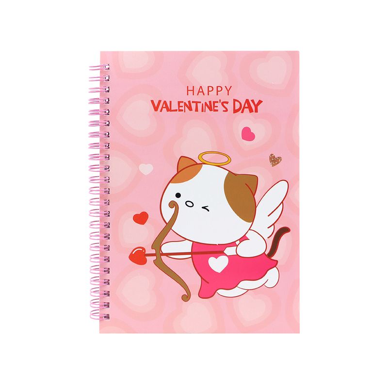 Libretas-y-cuadernos-pink-romance-con-alambre-a5-50-hojas-rosa-gato-14-8cm-serie-mini-family-Mini-Family-Series-1-18463