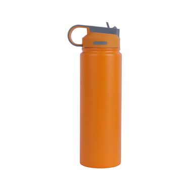 Vaso de acero inoxidable de color solido con asa y tapa de sorbete 900 ml naranja -  Miniso