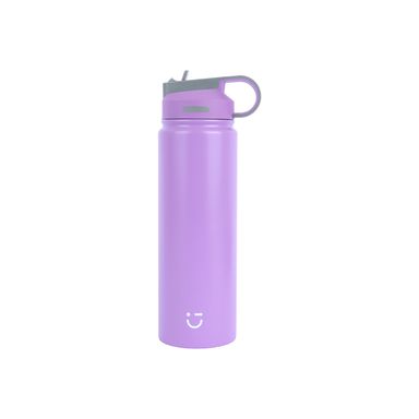 Vaso de acero inoxidable de color solido con asa y tapa con sorbete 900 ml púrpura -  Miniso