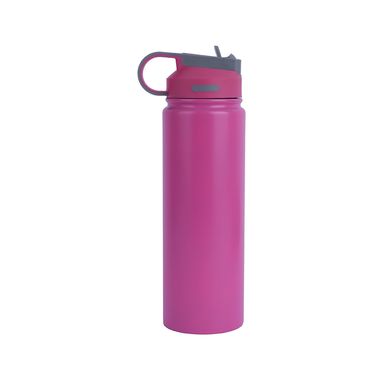 Vaso de acero inoxidable de color solido con asa y tapa con sorbete 900 ml rosa -  Miniso