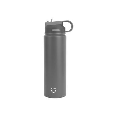 Vaso de acero inoxidable de color solido con asa y tapa con sorbete 900 ml gris -  Miniso
