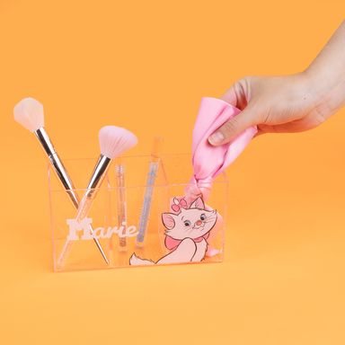 Organizador de plástico soporte para brochas de maquillaje de 3 ranuras de disney cat collection marie rosa -  Disney