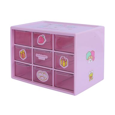 Organizador de plástico de almacenamiento de 9 cajones de la colección de personajes de sanrio rosa -  Sanrio