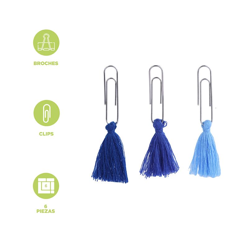 Set oficina clips y bandas - azul — Miniso Uruguay