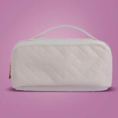 Cosmetiquera miniso acolchada con asa beige -  Miniso