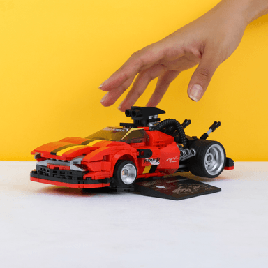 Bloques modelo de coche serie hot sales tornado de llamas 407 piezas 32cm x 23cm x 6cm serie miniso -  Miniso