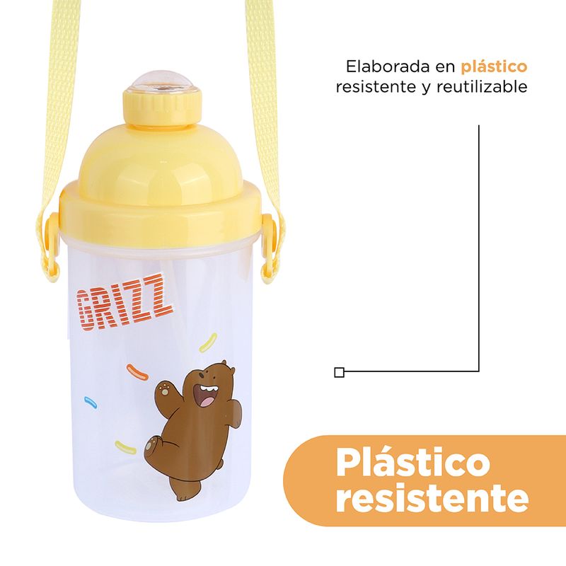 Tomatodo-de-pl-stico-we-bare-bears-collection-5-0-con-correa-500-ml-pardo-tapa-amarilla-We-Bare-Bears-7-18946