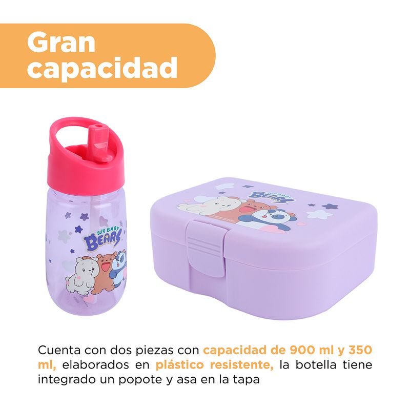 Juego-de-contenedor-para-alimentos-y-botella-de-agua-we-bare-bears-baby-collection-morado-We-Bare-Bears-4-18096