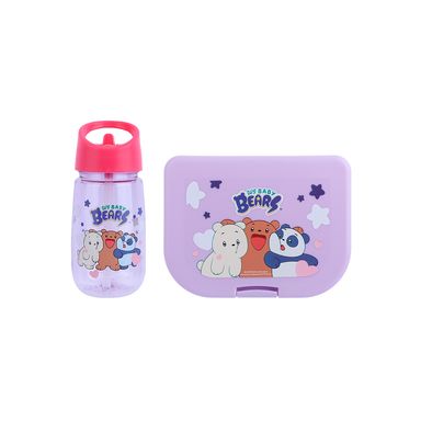 Juego de contenedor para alimentos y botella de agua we bare bears baby collection morado -  We Bare Bears