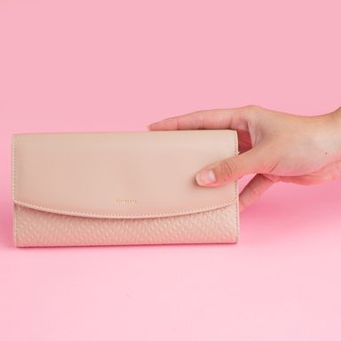 Cartera para mujer grande miniso textura perlitas rosa -  Miniso