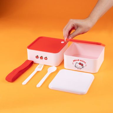 Taper de alimentos cuadrado de doble capa hello kitty apple collection 1600 ml sanrio -  Sanrio