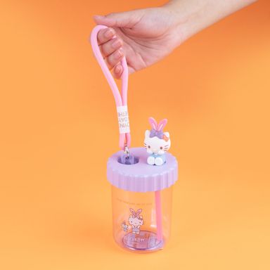 Vaso de plástico personajes de sanrio con sorbete y correa 520ml hello kitty morado -  Sanrio