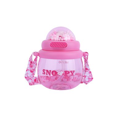 Vaso de plástico snoopy collection con correa para el hombro y sorbete 800 ml rosa -  Snoopy