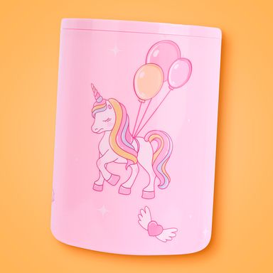 Tacho de basura para escritorio serie unicornio con tapa abatible 12x12x16cm rosa -  Unicornio