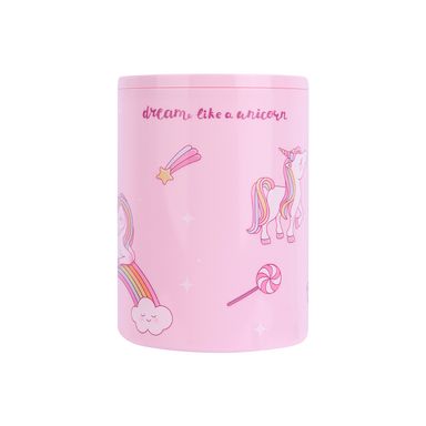 Tacho de basura para escritorio serie unicornio con tapa abatible 12x12x16cm rosa -  Unicornio