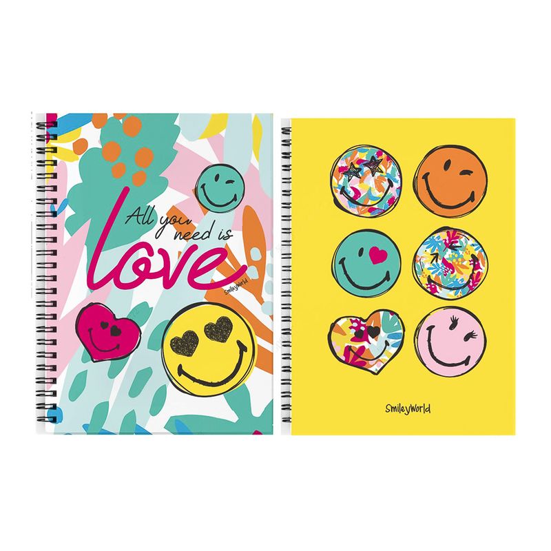 Libreta-b5-encuadernado-con-alambre-64-hojas-2-modelos-surtidos-25cmx18-5cmx1-5cm-smiley-world-Smiley-World-1-16471