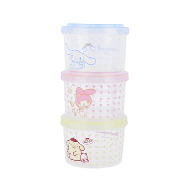 Contenedor apilable redondo de personajes de sanrio 3 pzas -  Sanrio