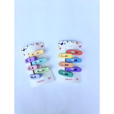Set de mini pinzas para el cabello ovaldas 6 pzas mix de colores -  Miniso