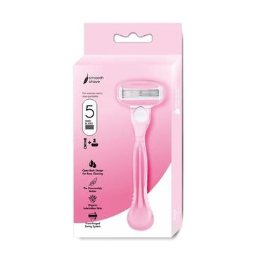 Maquinilla de afeitar de mango largo de 5 hojas para mujer rosa -  Miniso