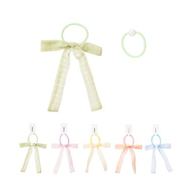 Set ligas para el cabello y con moño textura de cuadros mix de colores 2 pzas -  Miniso