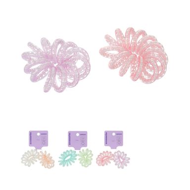 Ligas para cabello en espiral miniso perlitas al interior 2 pzas mix de colores -  Miniso