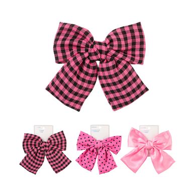 Broche para cabello miniso con moño rosa y negro serie pink globe -  Miniso