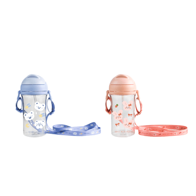 Tomatodo de plástico serie animal con correa para el hombro 400 ml colores mixtos -  Miniso