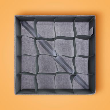 Caja de almacenamiento de tela con 16 rejillas serie gris 32x10cm -  Miniso