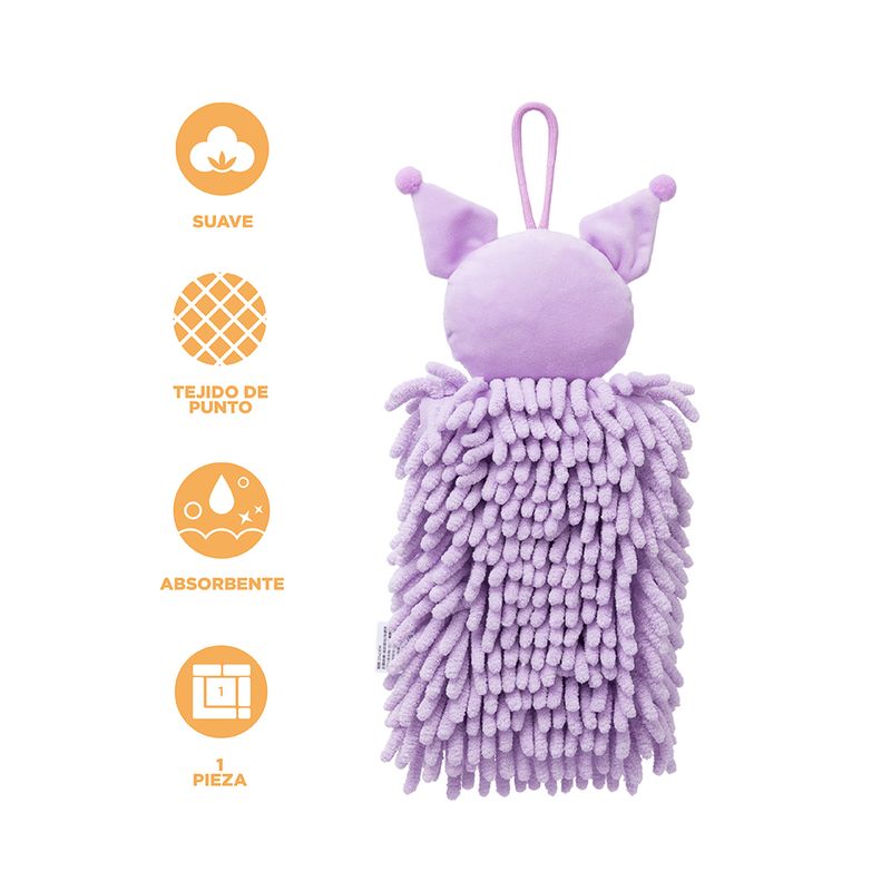 Toalla-para-manos-tipo-mechudo-sanrio-kuromi-morado-Sanrio-4-17622