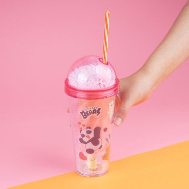 Vaso de plástico we bare bear baby collection de pared doble con sorbete 350 ml rosa -  We Bare Bears