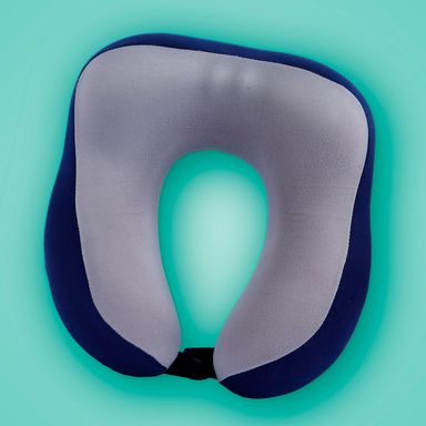 Almohada de viaje en forma de u de espuma viscoelástica de dos colores azul -  Miniso