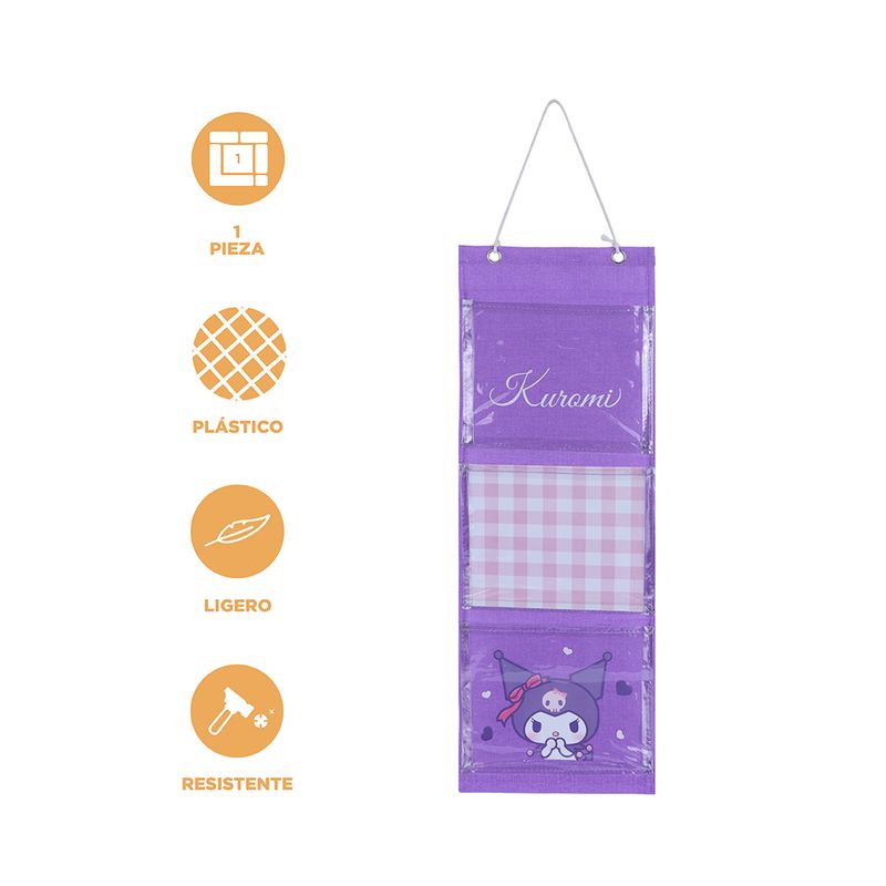 Organizador-de-tela-colgante-de-3-bolsillos-kuromi-morado-sanrio-Sanrio-3-19239