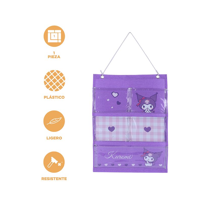 Organizador-de-tela-colgante-de-5-bolsillos-kuromi-morado-sanrio-Sanrio-3-19240