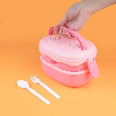 Contenedor para alimentos de doble capa con personajes de sanrio rosa -  Sanrio