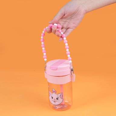 Vaso de plástico disney cat collection con correa con cuentas 500 ml rosa -  Disney Cat Collection